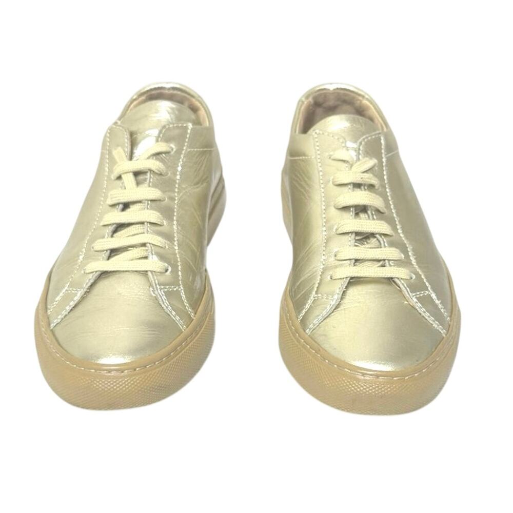 Common Projects Women’s Original Achilles Sneaker Gold Leather Lace Up 36 US 6 - Picture 2 of 11